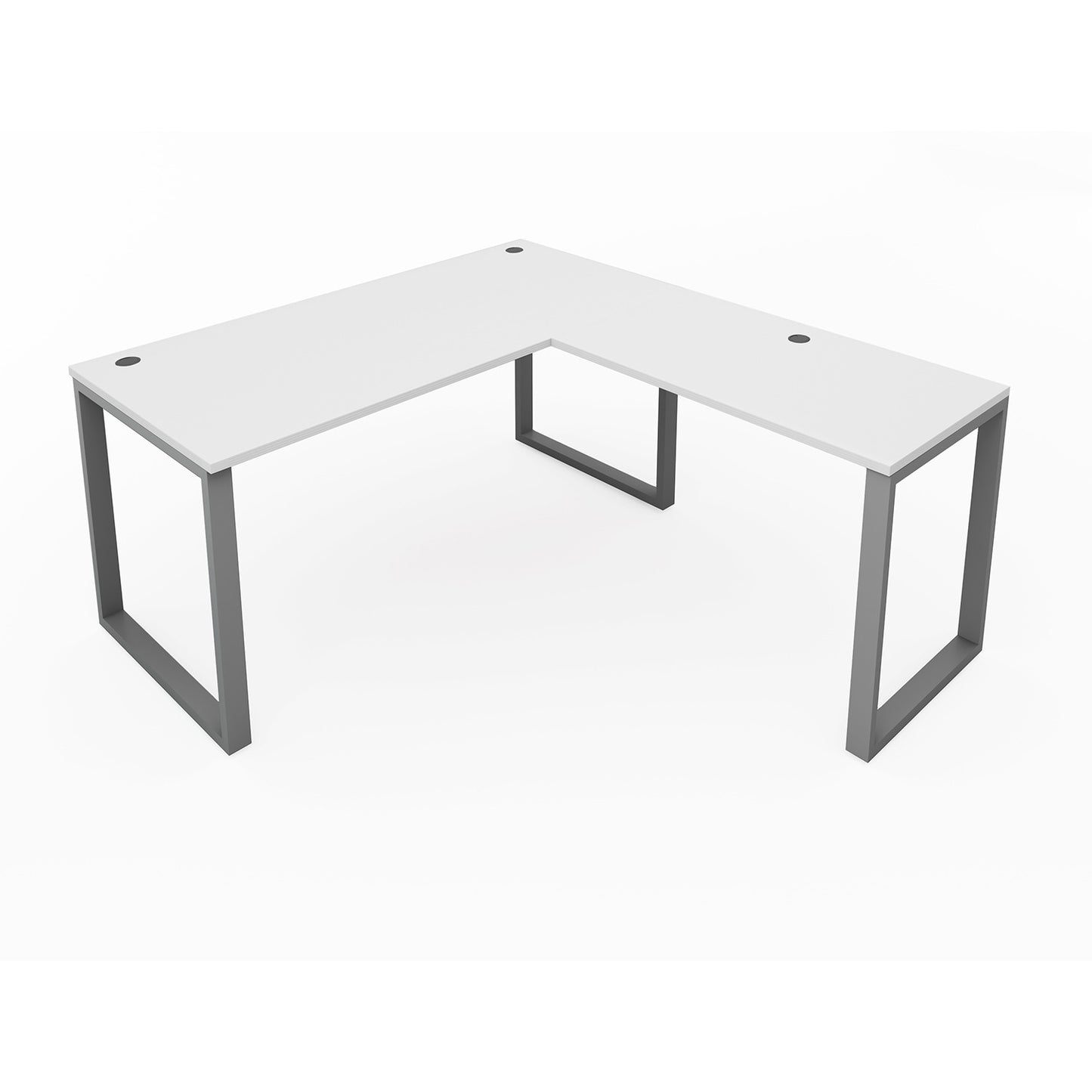 i5 Industries Fusion L-Shaped Metal Leg Desk with Grommets, 72″ x 84″