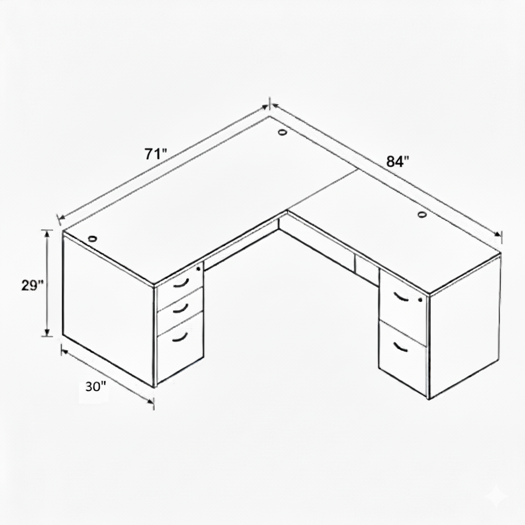 i5 Industries Kai L Shaped Desk with Double Full Pedestals, 71″ x 84″
