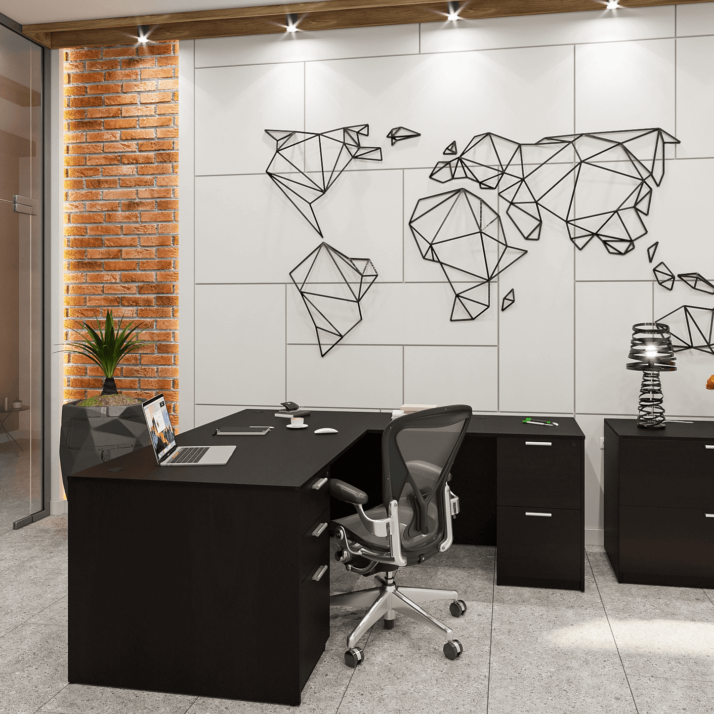 i5 Industries Kai L Shaped Desk with Double Full Pedestals, 71″ x 78″ (71″ W Desk, 48″ W Return)