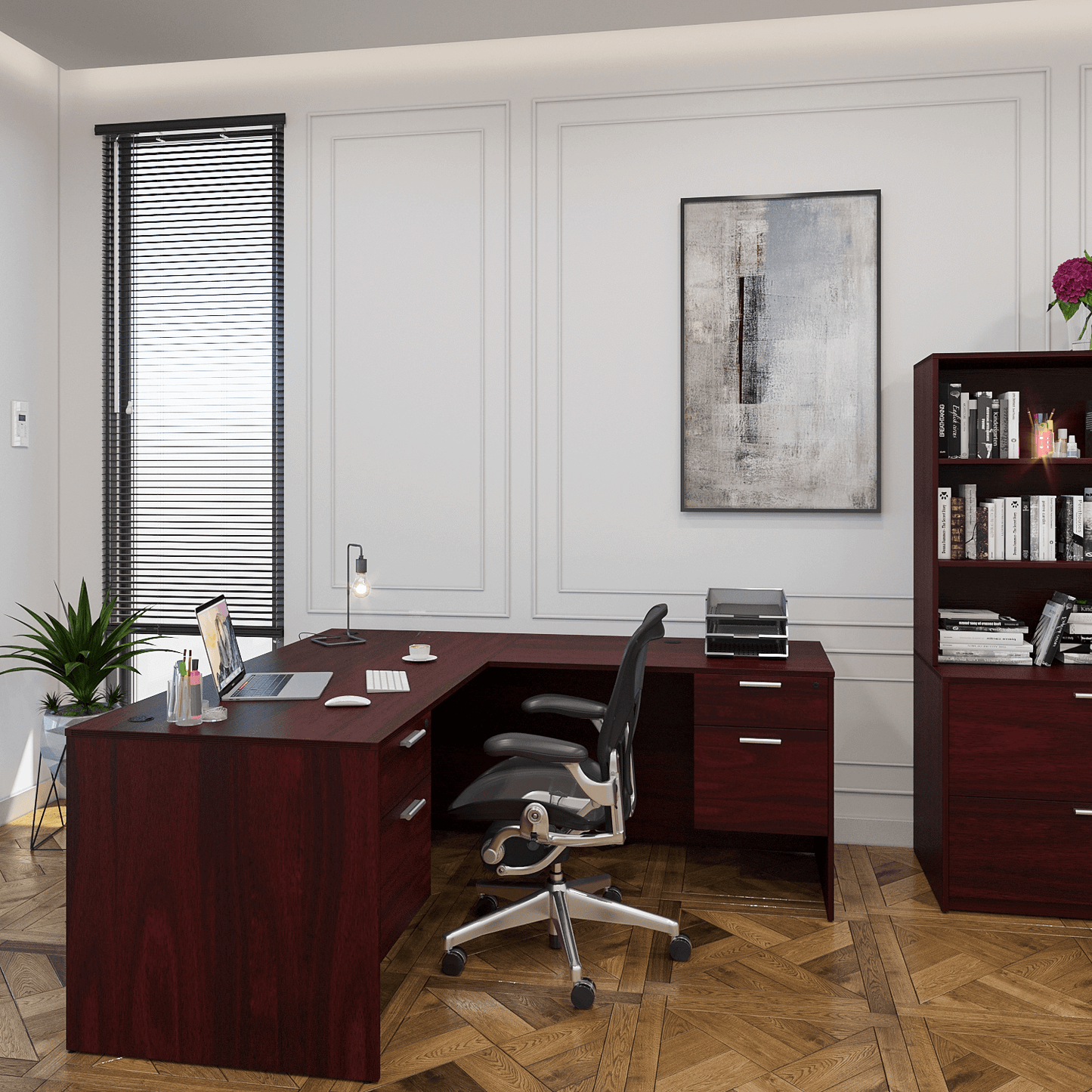i5 Industries Kai L Shaped Desk with Double Suspended Pedestals, 66″ x 78″