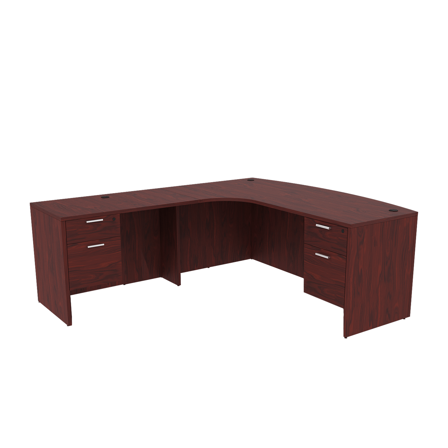 i5 Industries Kai L Shaped Left-Handed Extended Bow Front Desk with Double Suspended Pedestals, 71″ x 84″