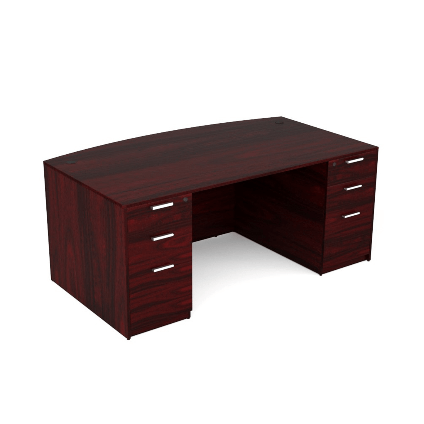 i5 Industries Kai Bow Front Desk with Double Full Pedestals, 36″ x 71″