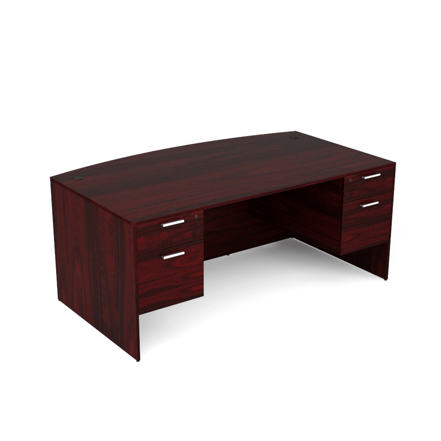 i5 Industries Kai Bow Front Desk with Double Suspended Pedestals, 36″ x 71″