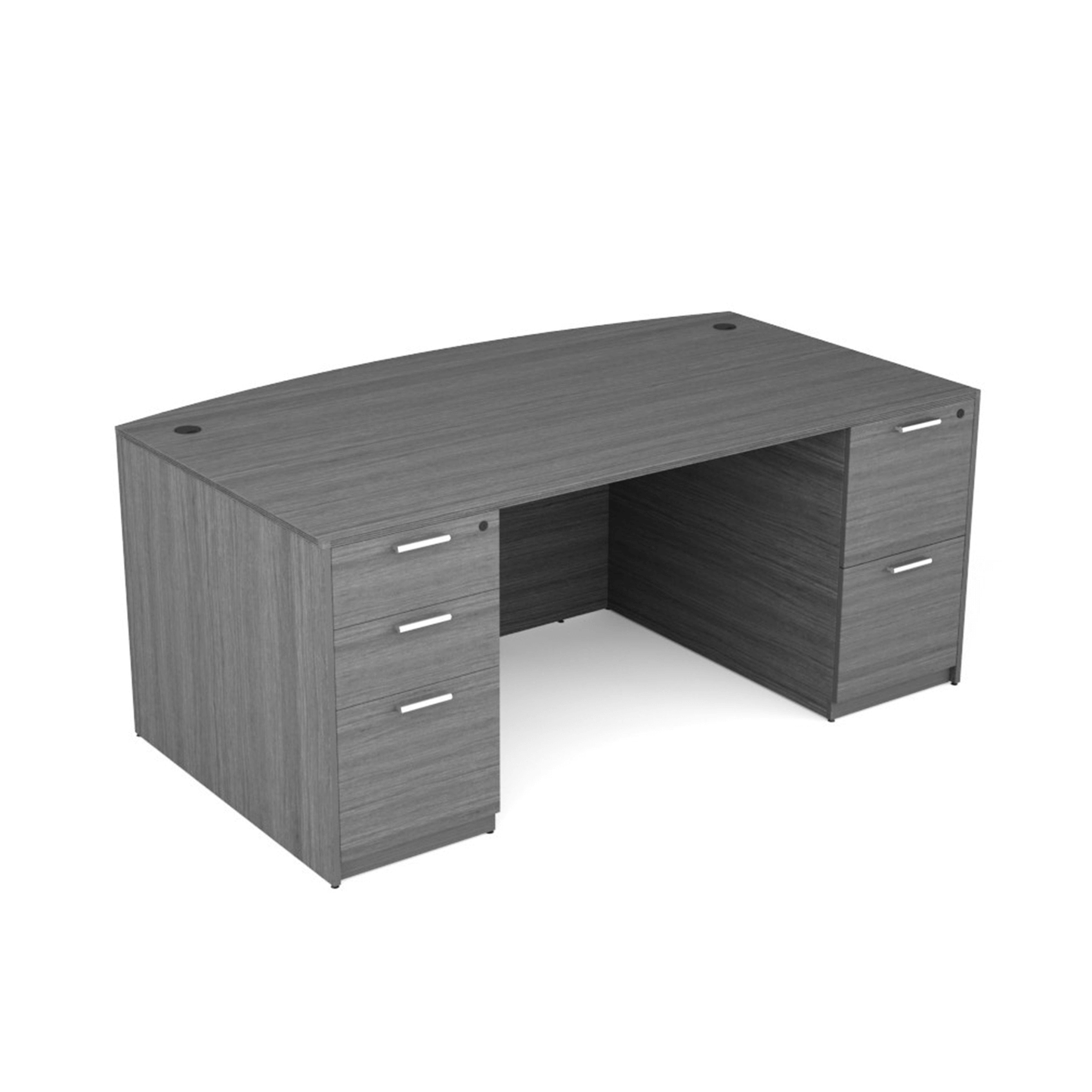 i5 Industries Kai Bow Front Desk with Double Full Pedestals, 36″ x 71″