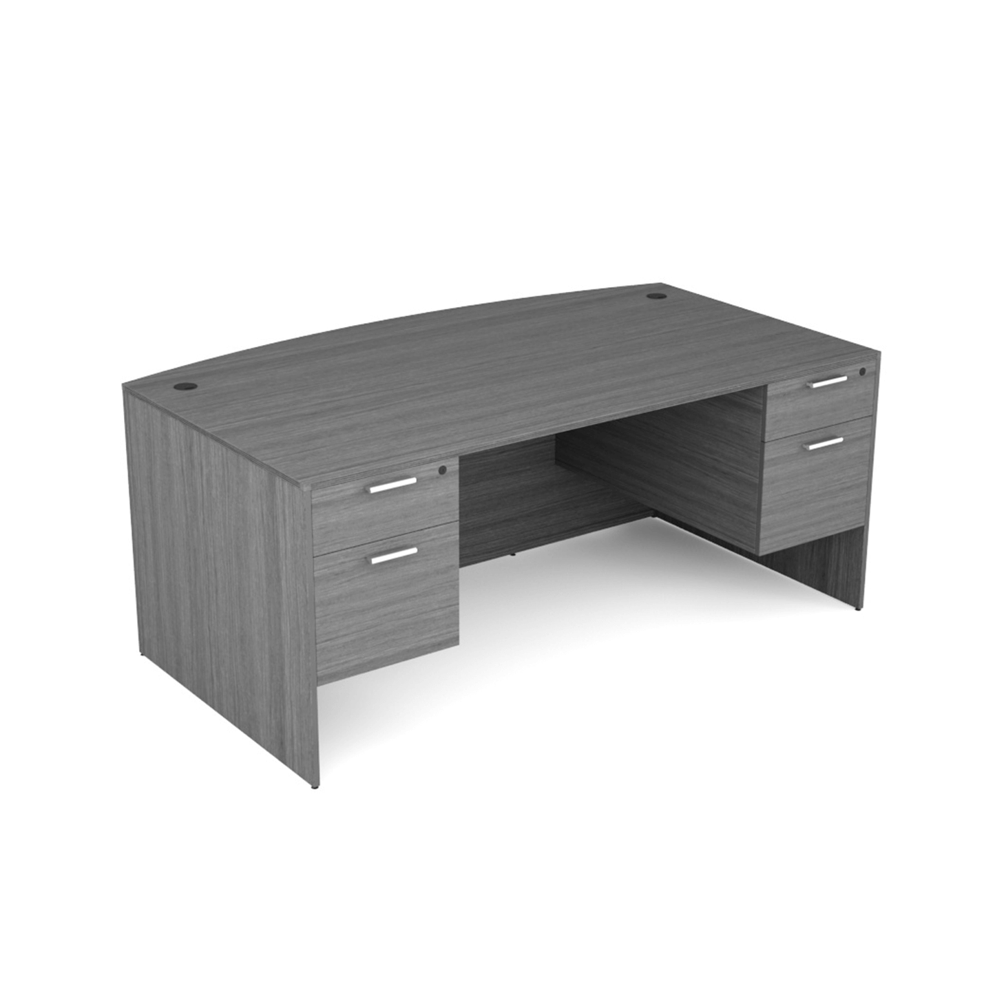i5 Industries Kai Bow Front Desk with Double Suspended Pedestals, 36″ x 71″