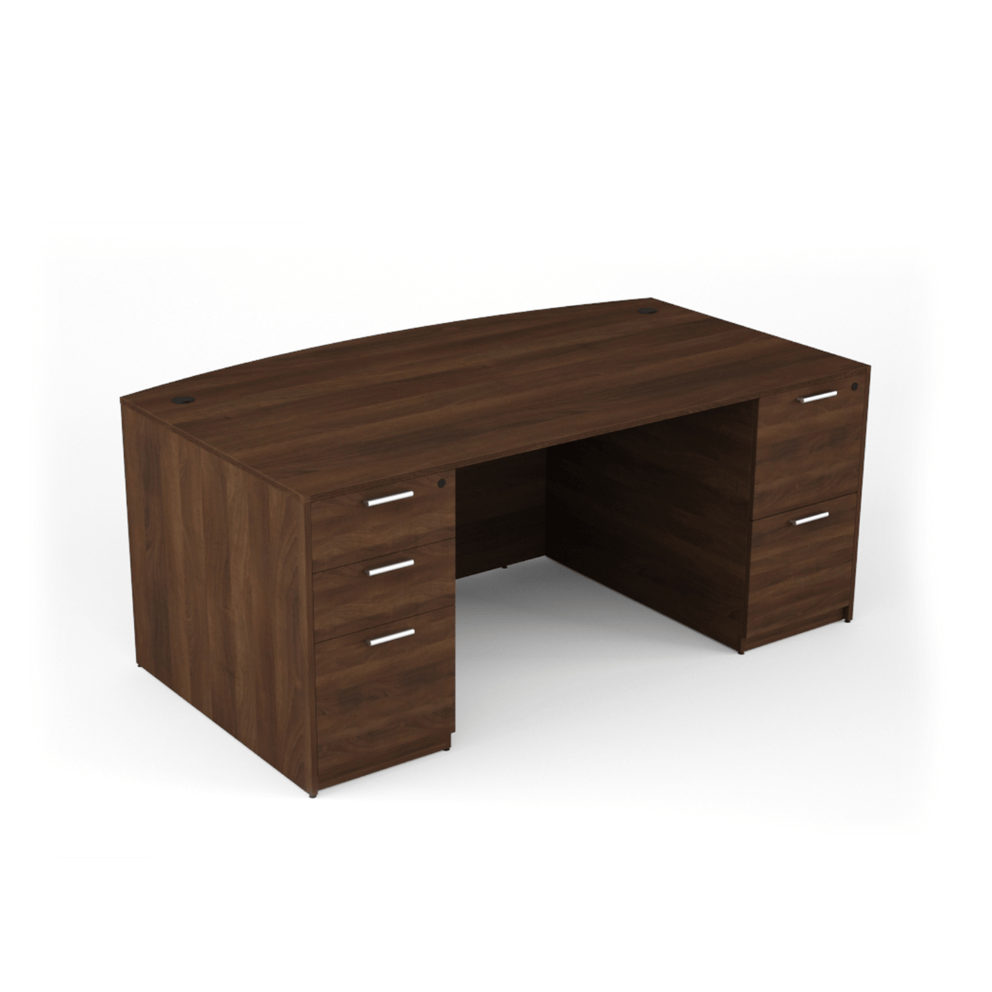 i5 Industries Kai Bow Front Desk with Double Full Pedestals, 36″ x 71″