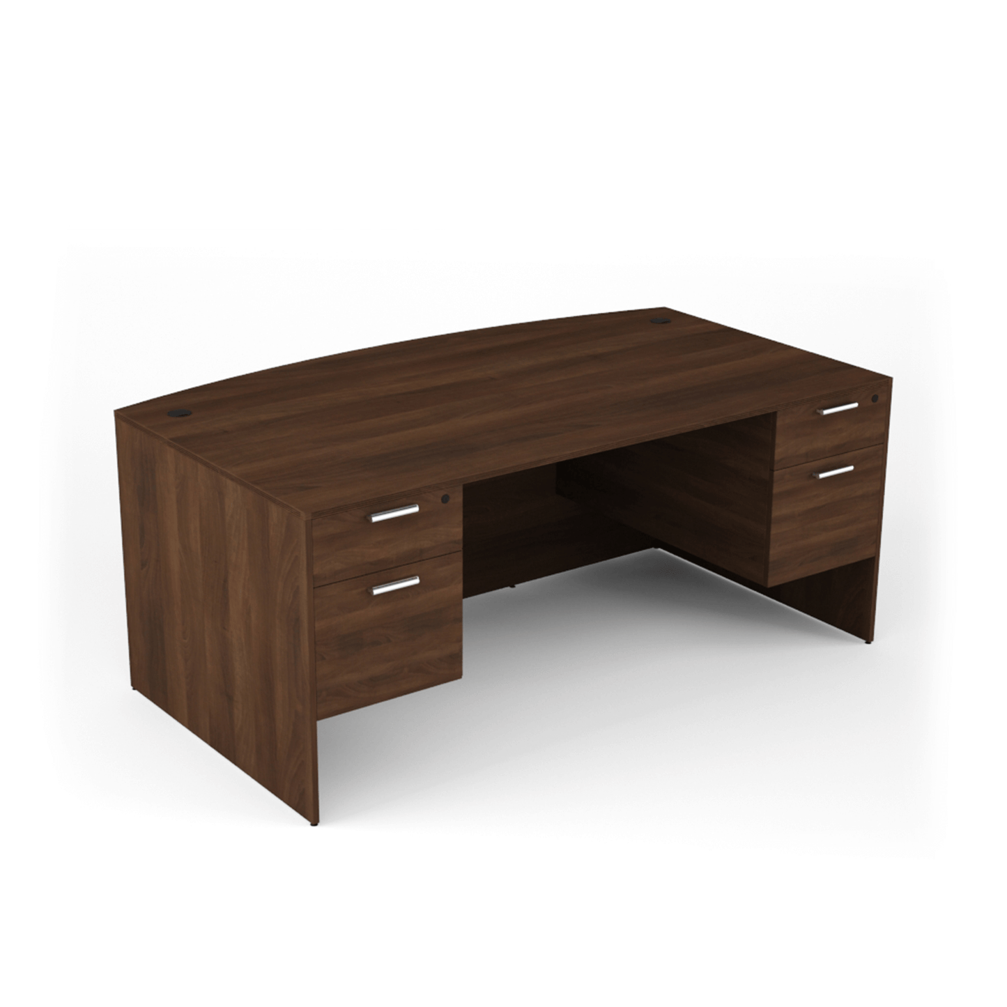 i5 Industries Kai Bow Front Desk with Double Suspended Pedestals, 36″ x 71″