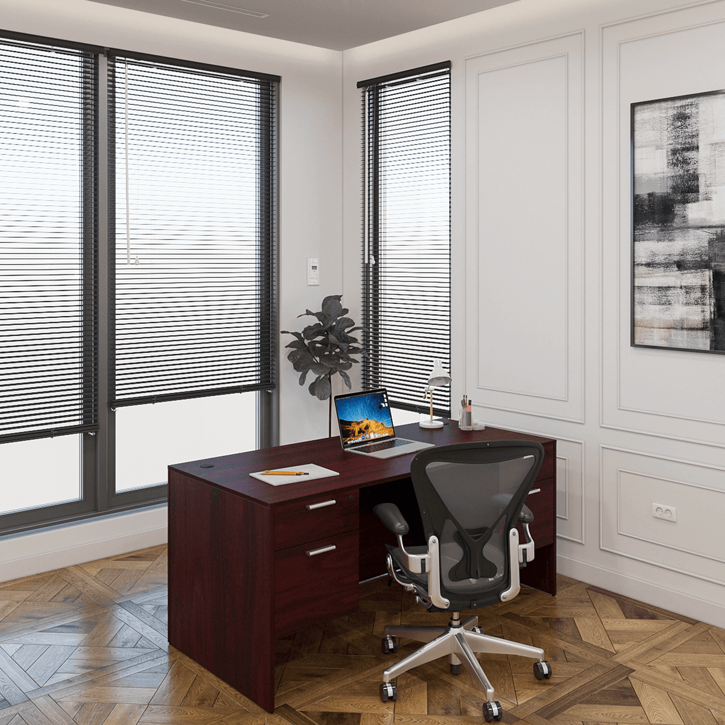 i5 Industries Kai Rectangular Desk with Double Suspended Pedestals, 30″ x 71″