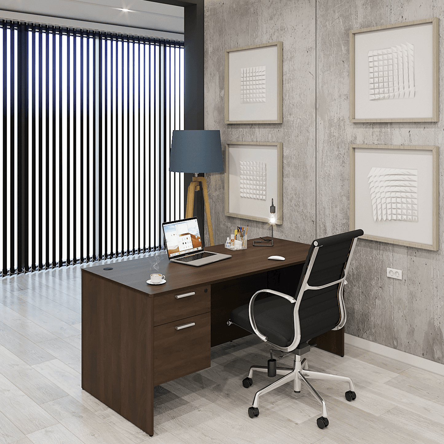 i5 Industries Kai Rectangular Desk with Suspended Pedestal, 36″ x 71″