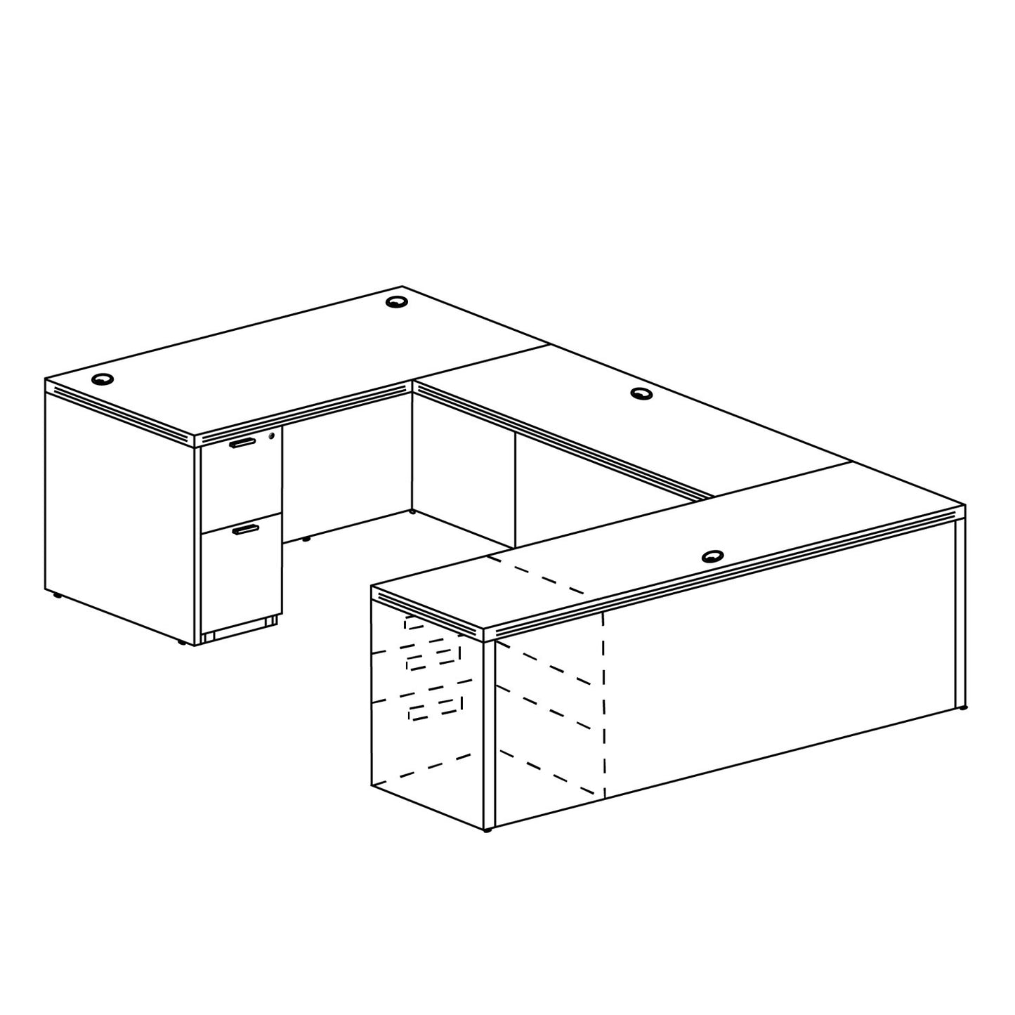 i5 Industries Kai U Shaped Desk with Double Full Pedestals, 66″ x 102″