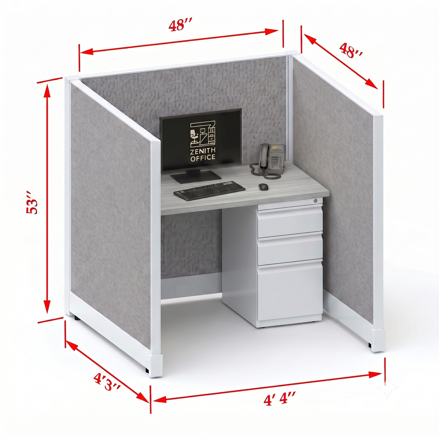 Office Cubicle Desk 53H Single