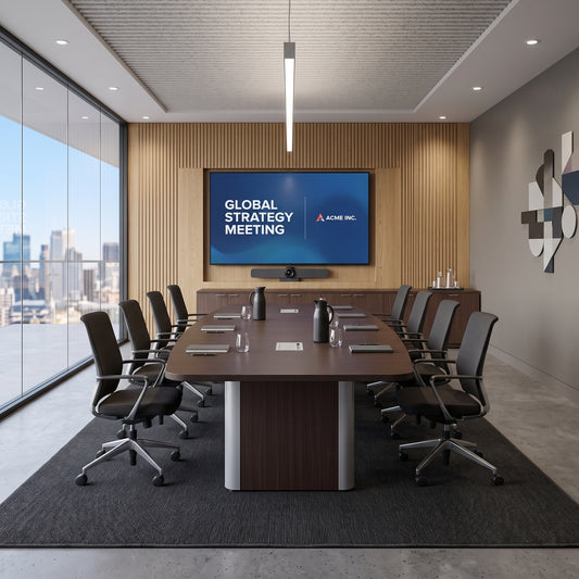 10ft Boat Shape, accent base Conference Table