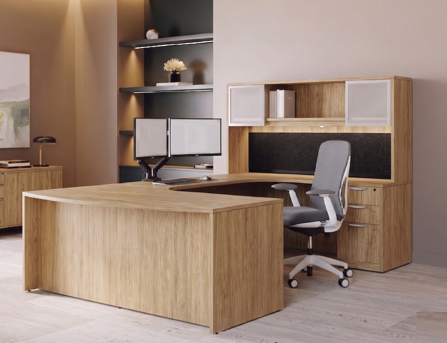 Executive U-Shaped desk Bowfront 71”W x 120”