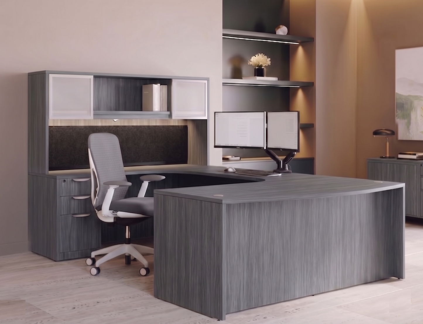 Executive U-Shaped desk Bowfront 71”W x 120”