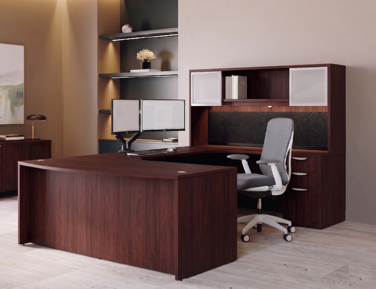 Executive U-Shaped desk Bowfront 71”W x 120”