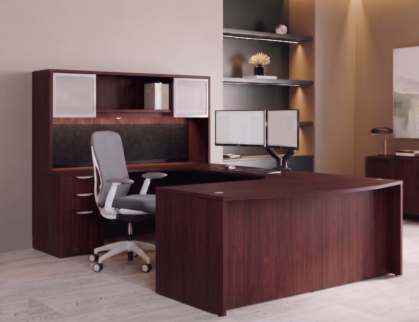 Executive U-Shaped desk Bowfront 71”W x 120”