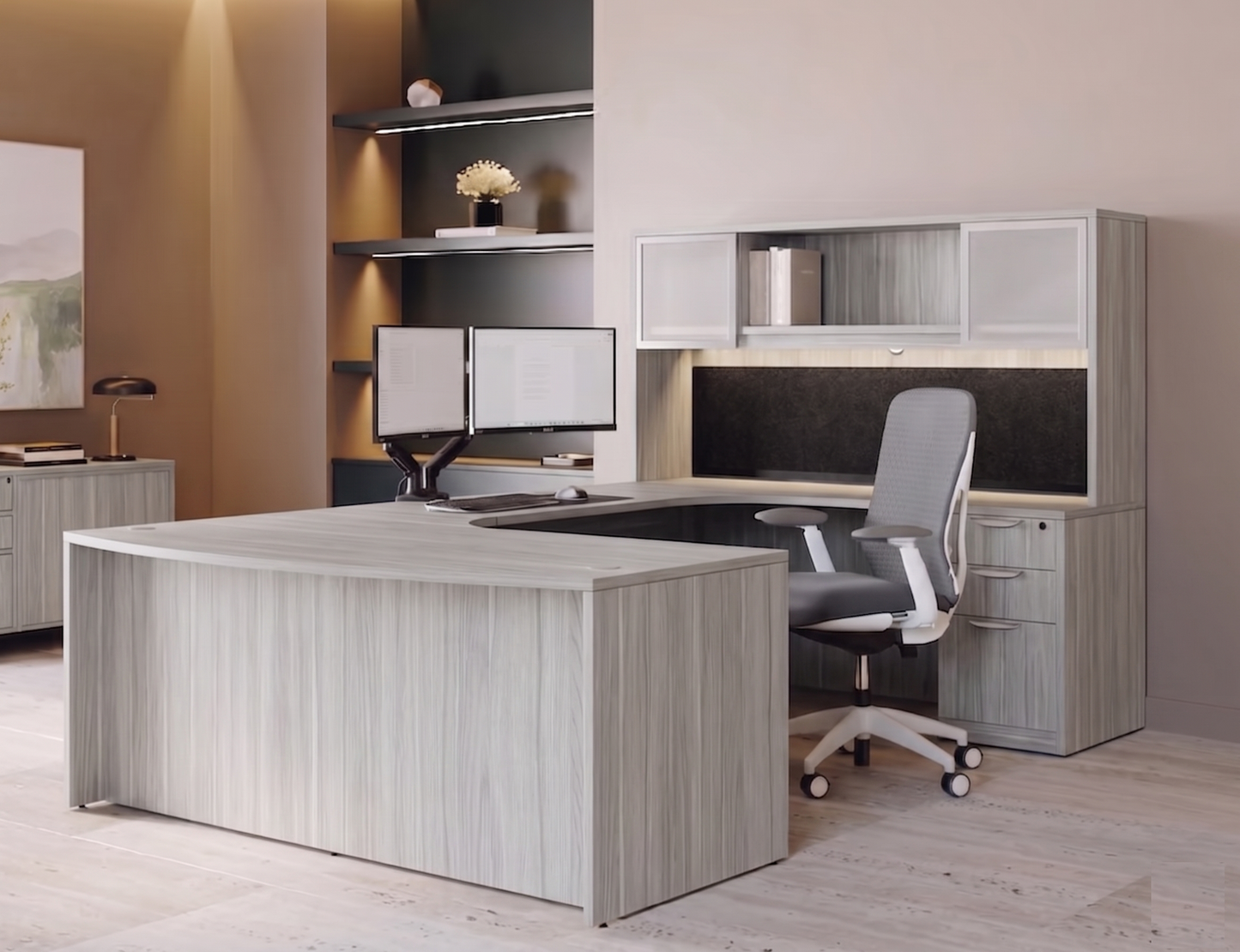 Executive U-Shaped desk Bowfront 71”W x 120”