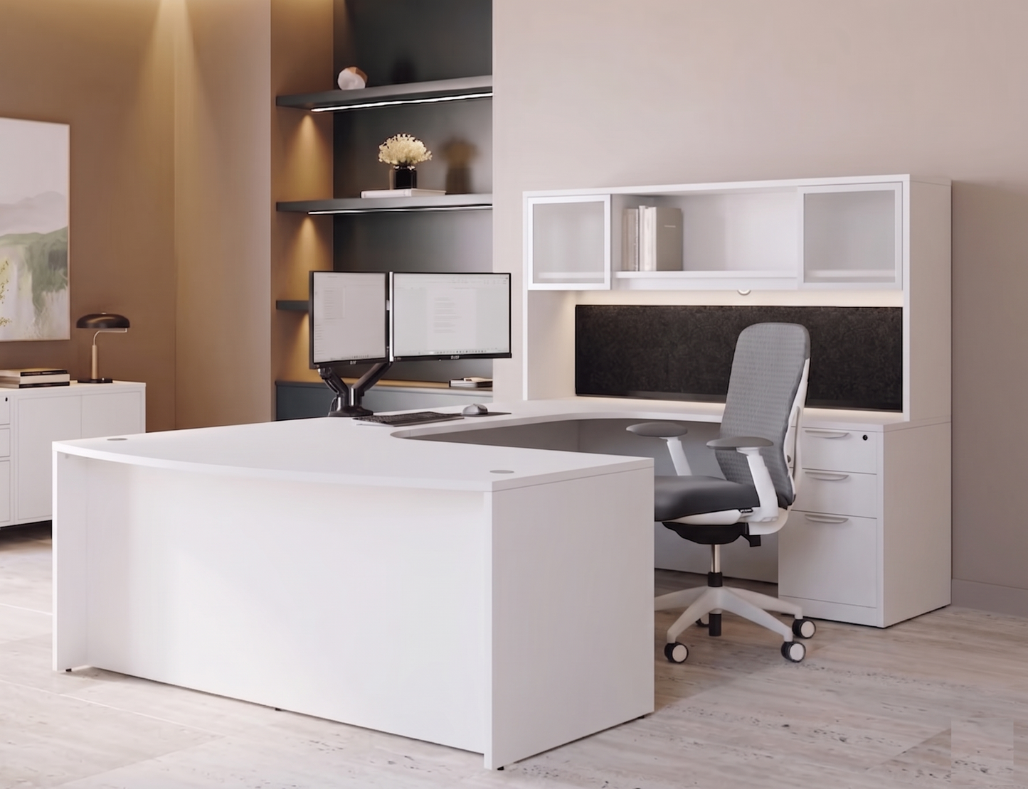 Executive U-Shaped desk Bowfront 71”W x 120”