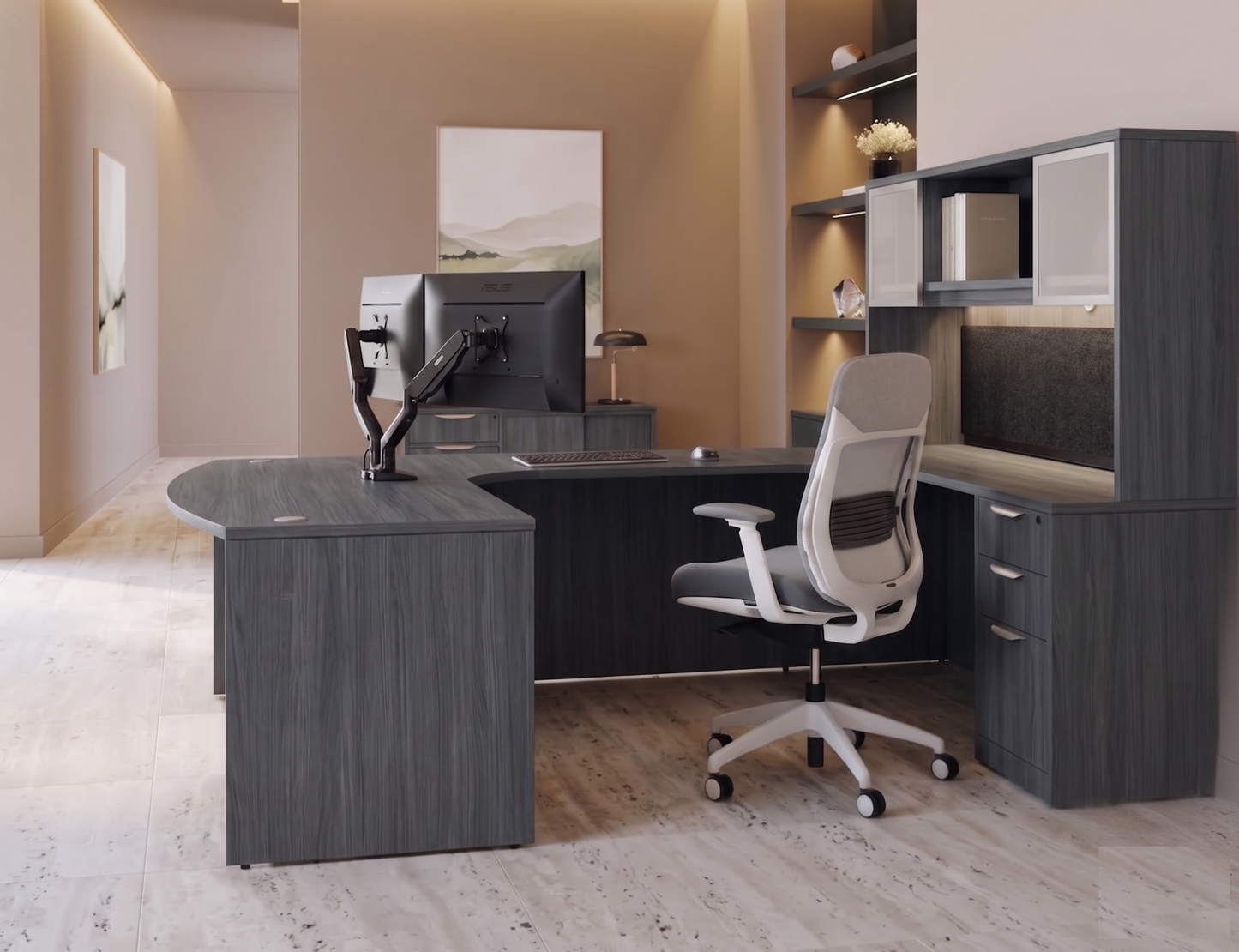 Executive U-Shaped desk Bowfront 71”W x 120”