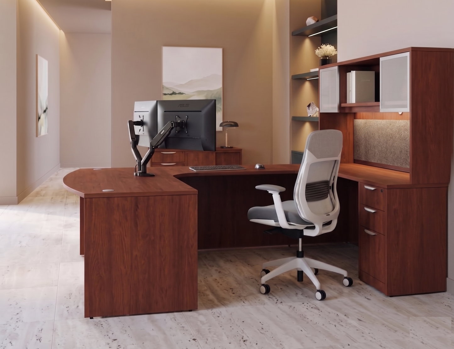 Executive U-Shaped desk Bowfront 71”W x 120”