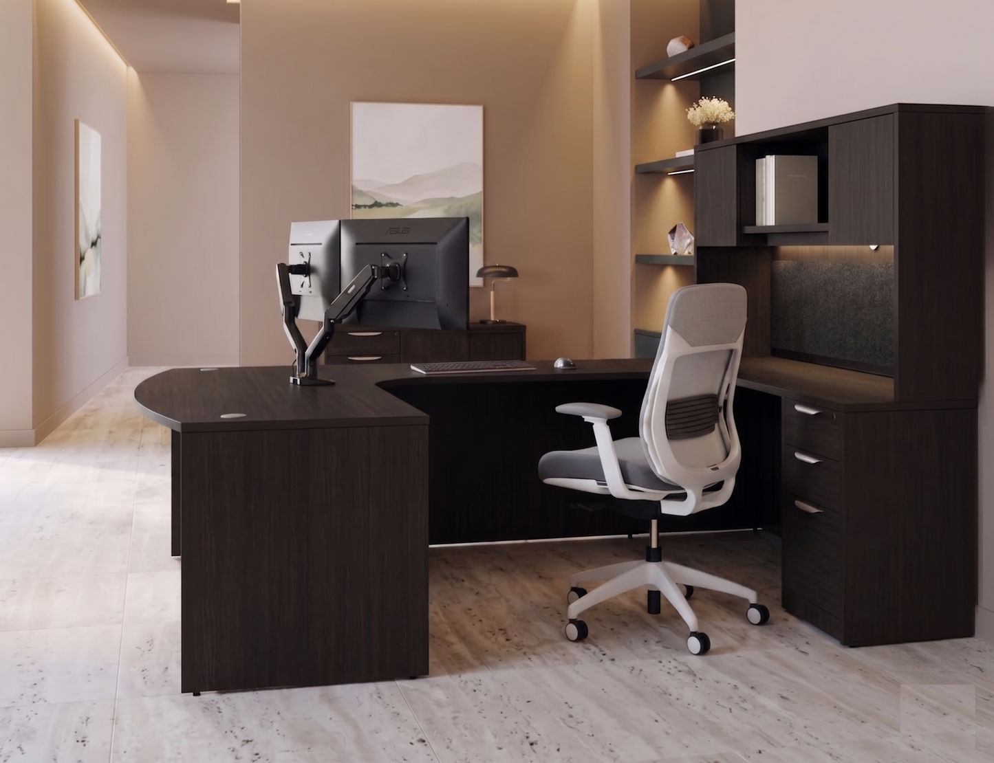 Executive U-Shaped desk Bowfront 71”W x 120”