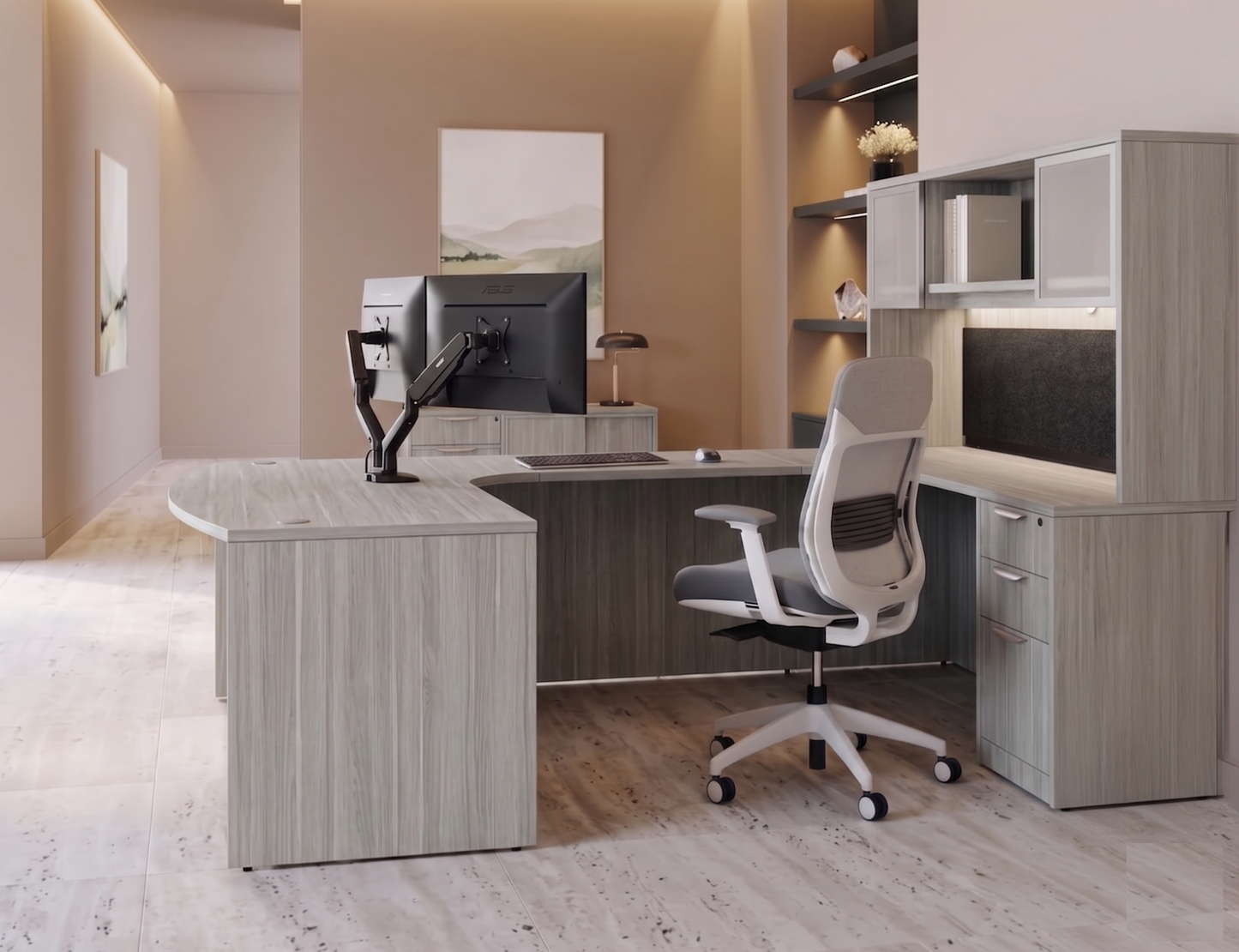 Executive U-Shaped desk Bowfront 71”W x 120”