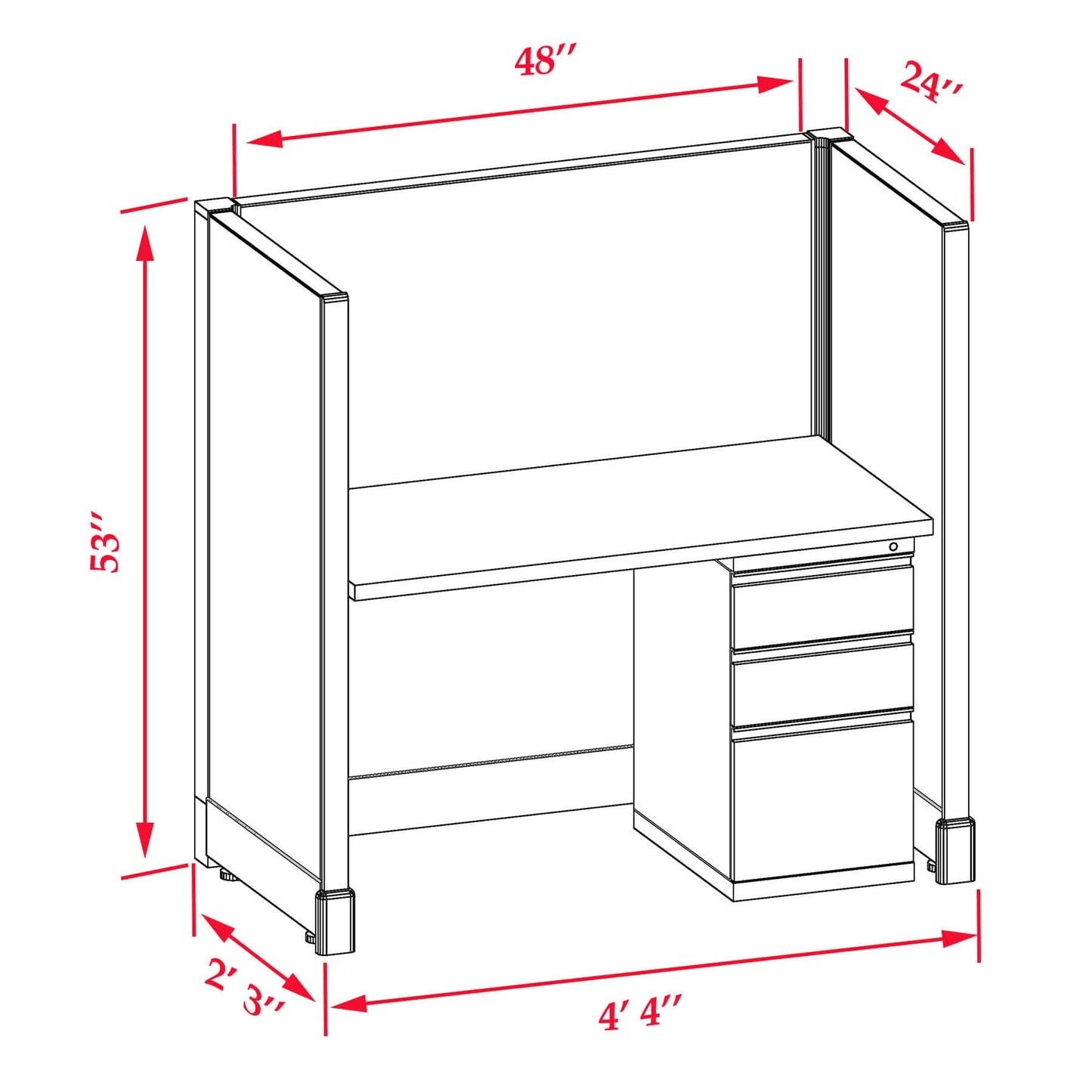 Office Cubicle Desk 53H Single