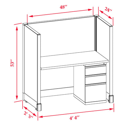 Office Cubicle Desk 53H Single