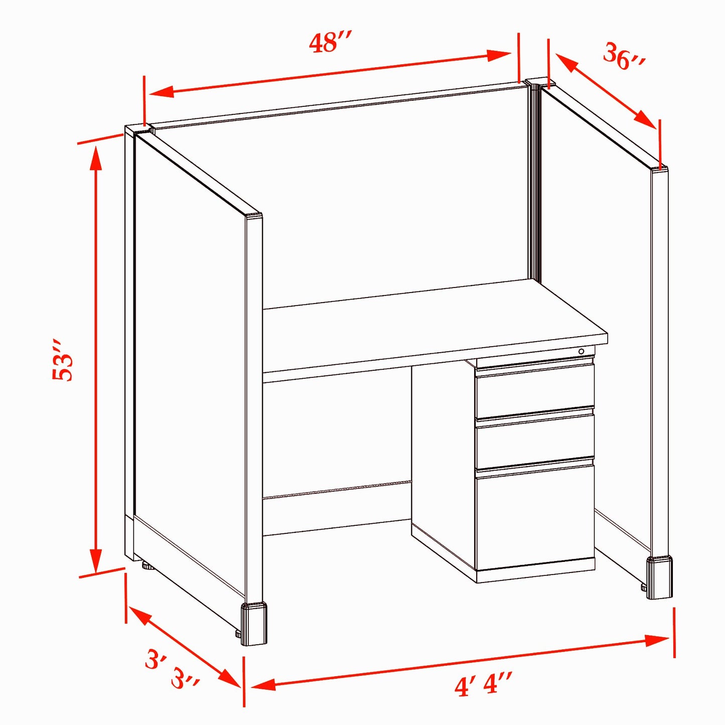 Office Cubicle Desk 53H Single