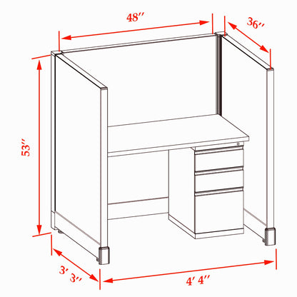 Office Cubicle Desk 53H Single