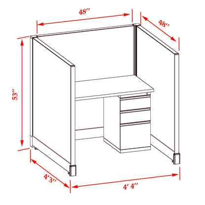 Office Cubicle Desk 53H Single