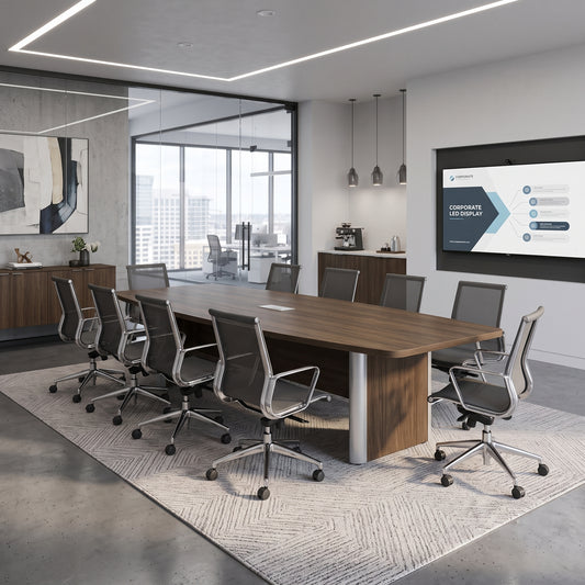 8ft Boat Shape, accent base Conference Table