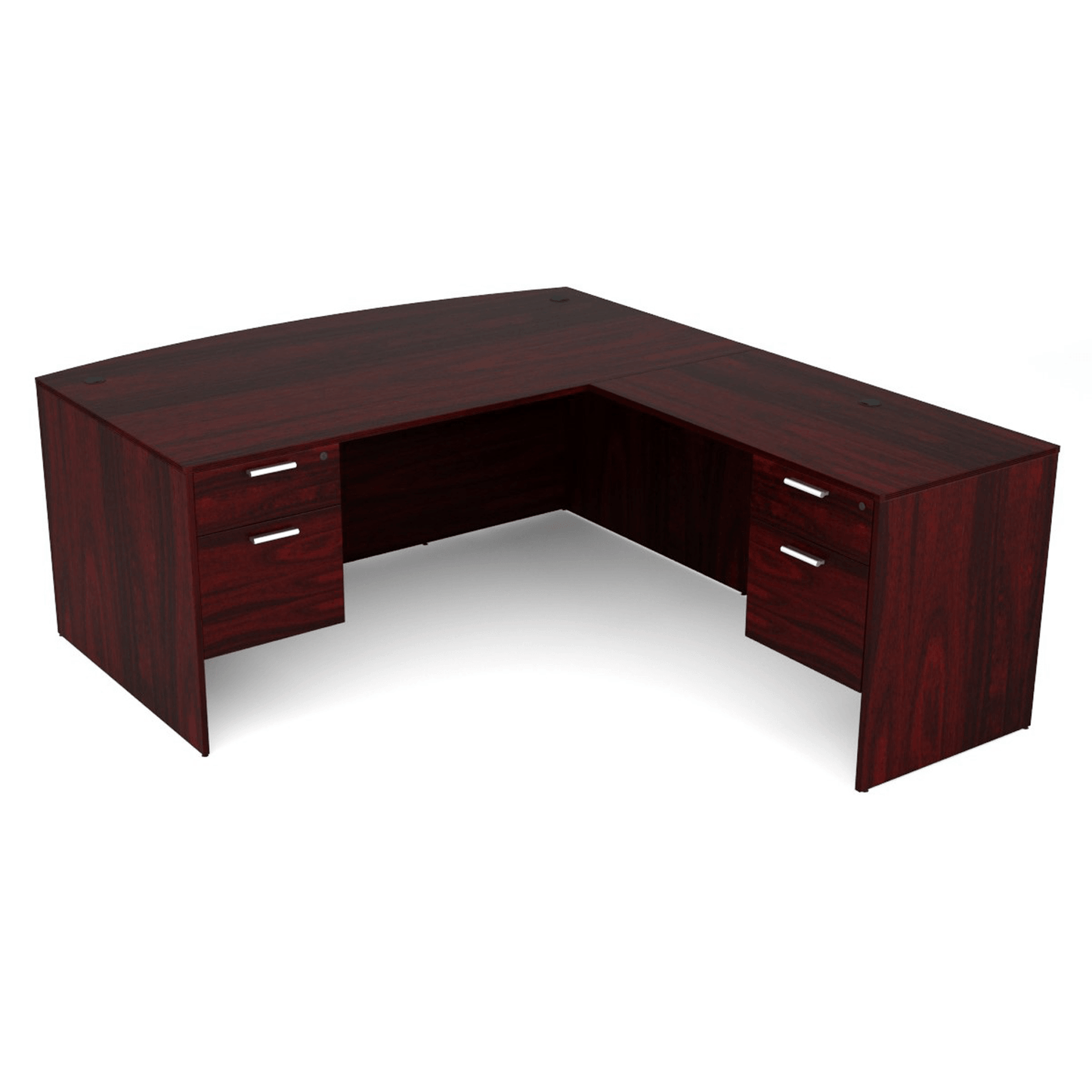i5 Industries Kai L Shaped Bow Front Desk with Double Suspended Pedestals, 71″ x 84″