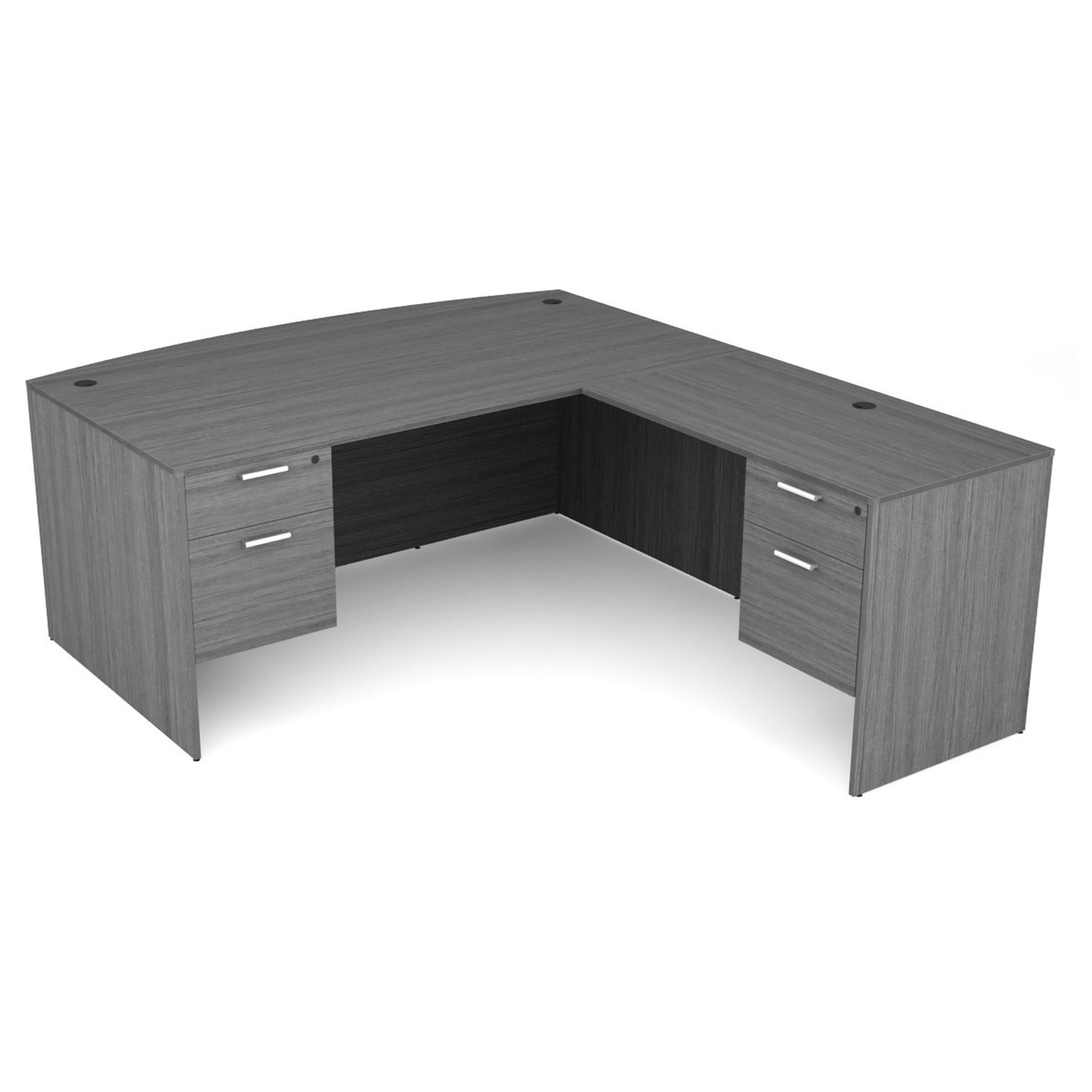 i5 Industries Kai L Shaped Bow Front Desk with Double Suspended Pedestals, 71″ x 84″