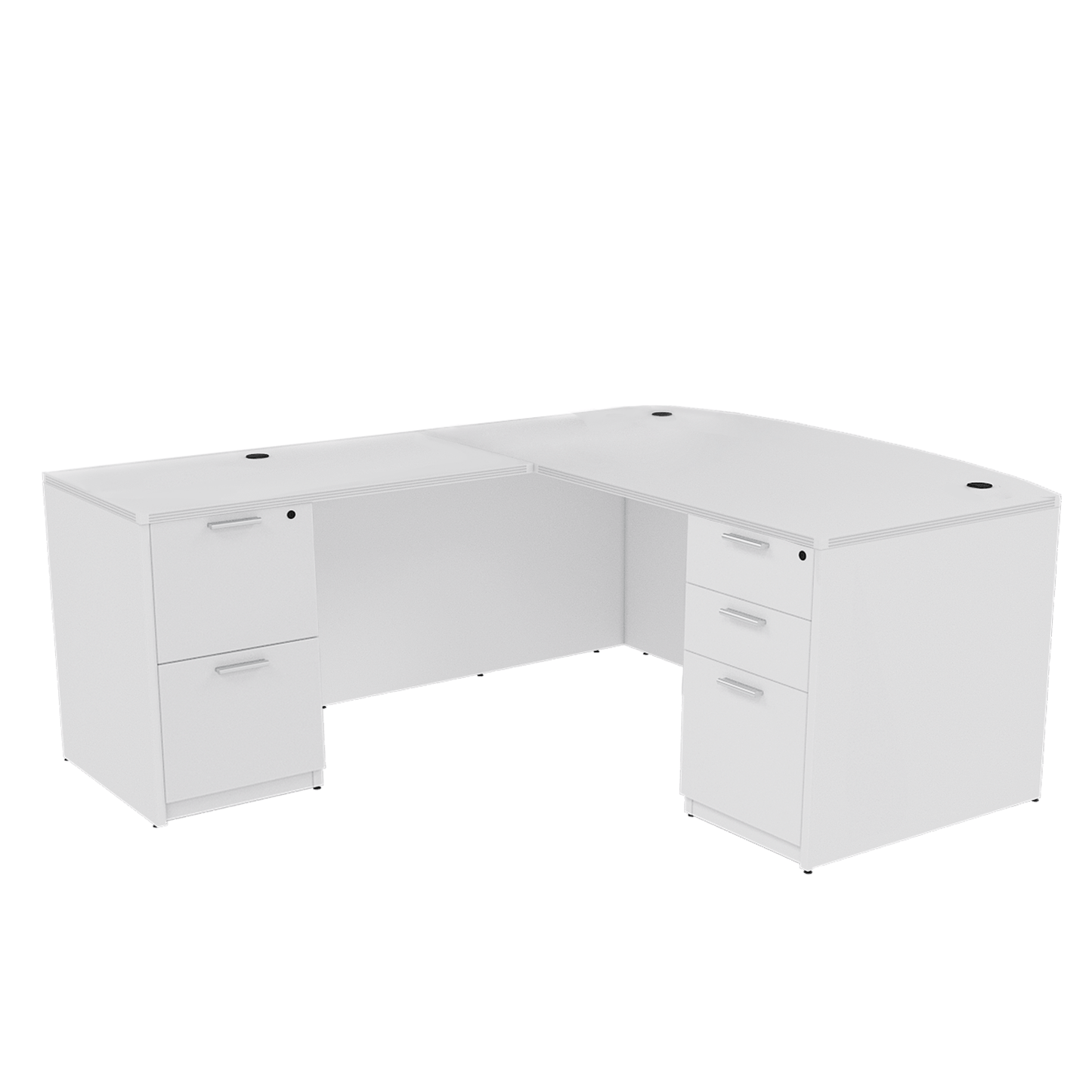 i5 Industries Kai L Shaped Bow Front Desk with Double Full Pedestals, 71″ x 84″