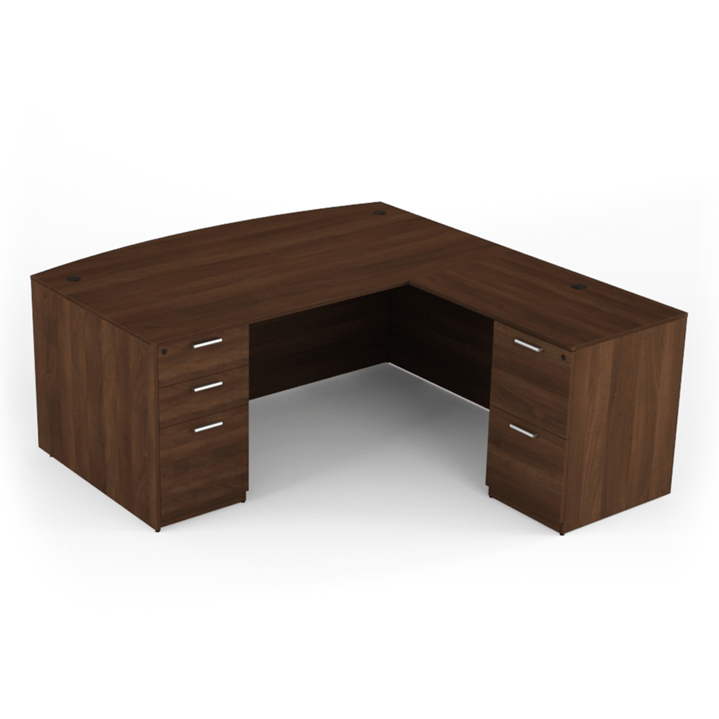 i5 Industries Kai L Shaped Bow Front Desk with Double Full Pedestals, 71″ x 78″