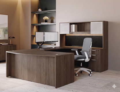 Executive U-Shaped desk Bowfront 71”W x 120”