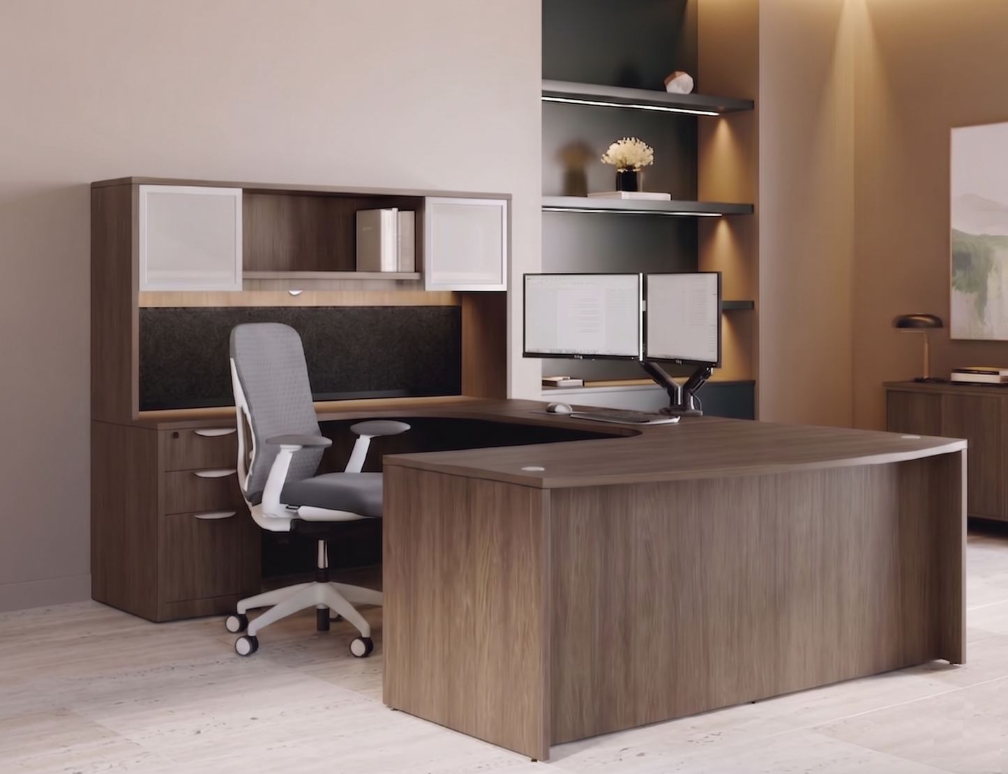 Executive U-Shaped desk Bowfront 71”W x 120”