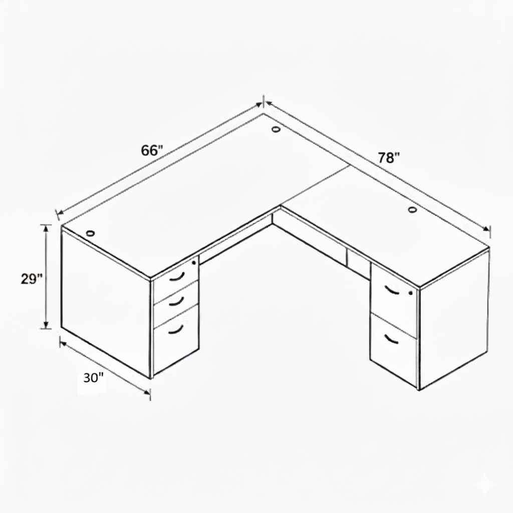 i5 Industries Kai L Shaped Desk with Double Full Pedestals, 66″ x 78″