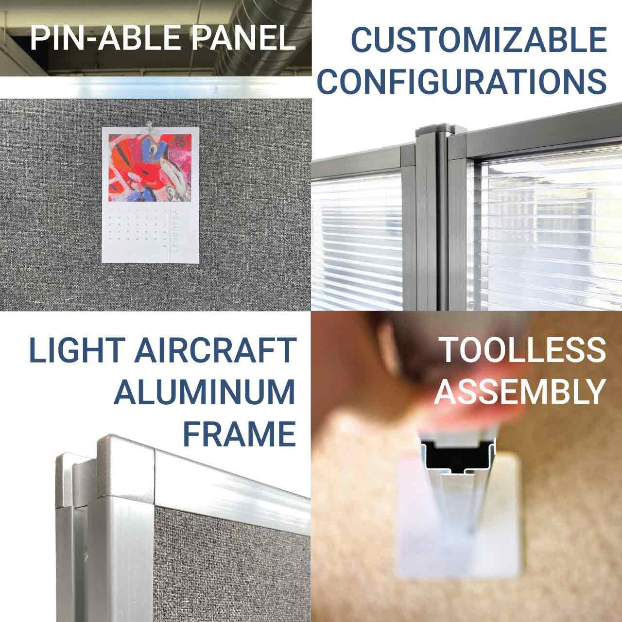 Configurable Cubicle Partition 72H x 24W with window