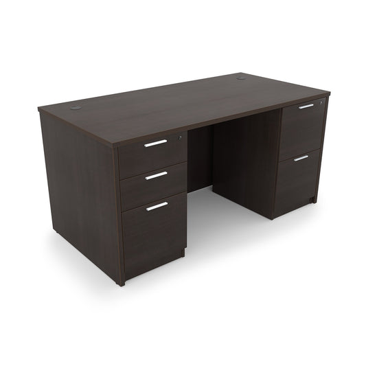 i5 Industries Kai Rectangular Desk with Double Full Pedestals, 36″ x 71″