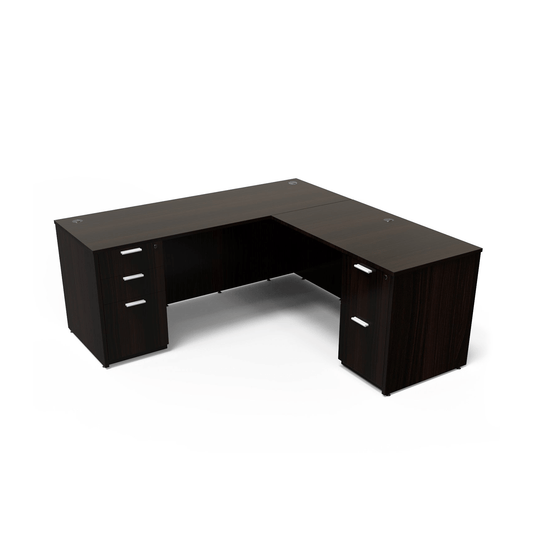i5 Industries Kai L Shaped Desk with Double Full Pedestals, 71″ x 78″ (71″ W Desk, 48″ W Return)
