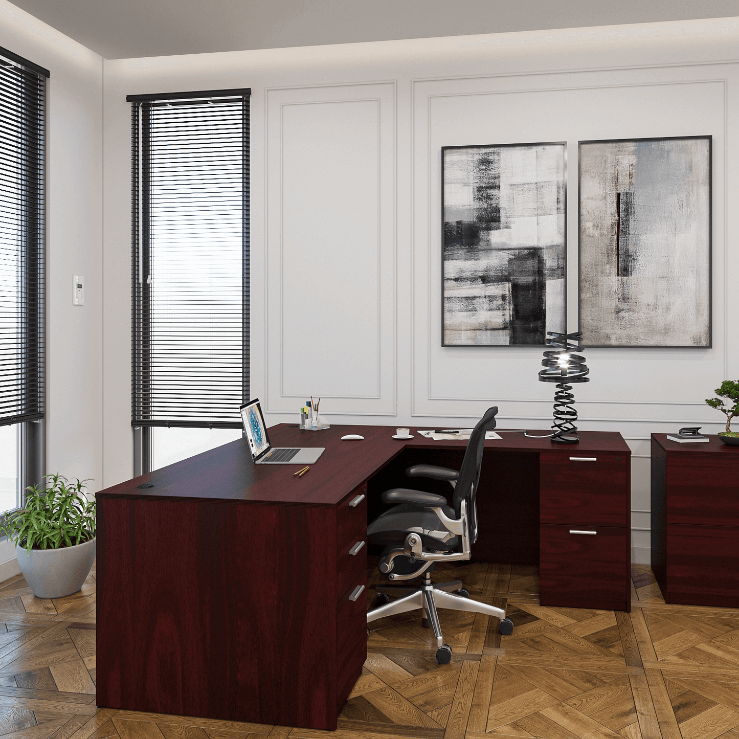 i5 Industries Kai L Shaped Desk with Double Full Pedestals, 66″ x 78″