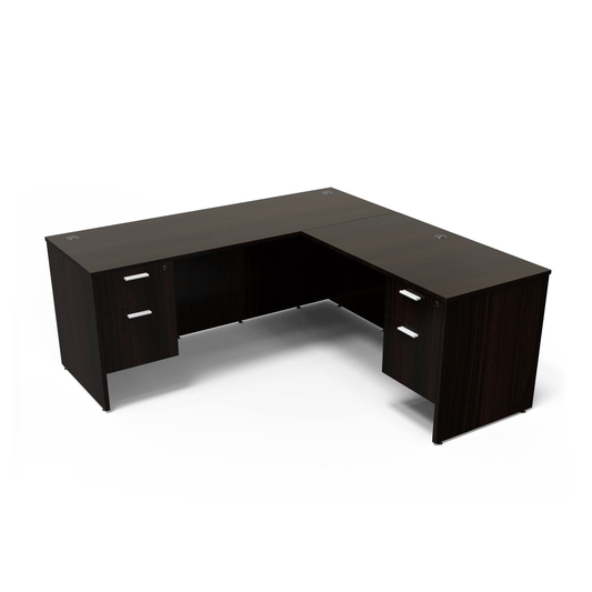 i5 Industries Kai L Shaped Desk with Double Suspended Pedestals, 66″ x 78″