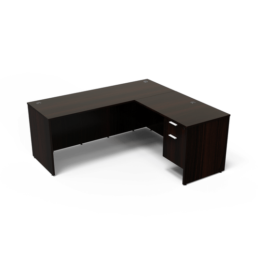 i5 Industries Kai L Shaped Desk with Suspended Pedestal, 71″ x 84″