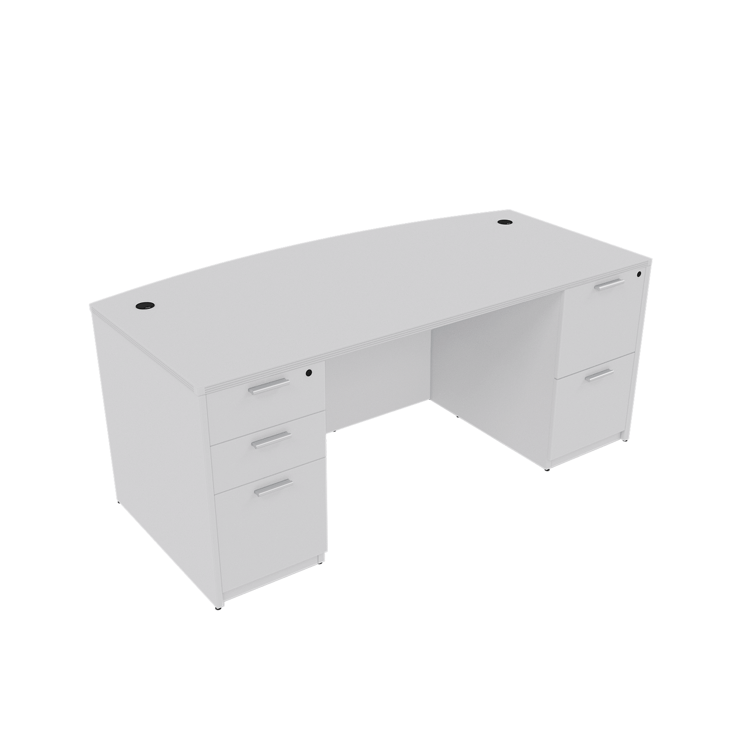 i5 Industries Kai Bow Front Desk with Double Full Pedestals, 36″ x 71″
