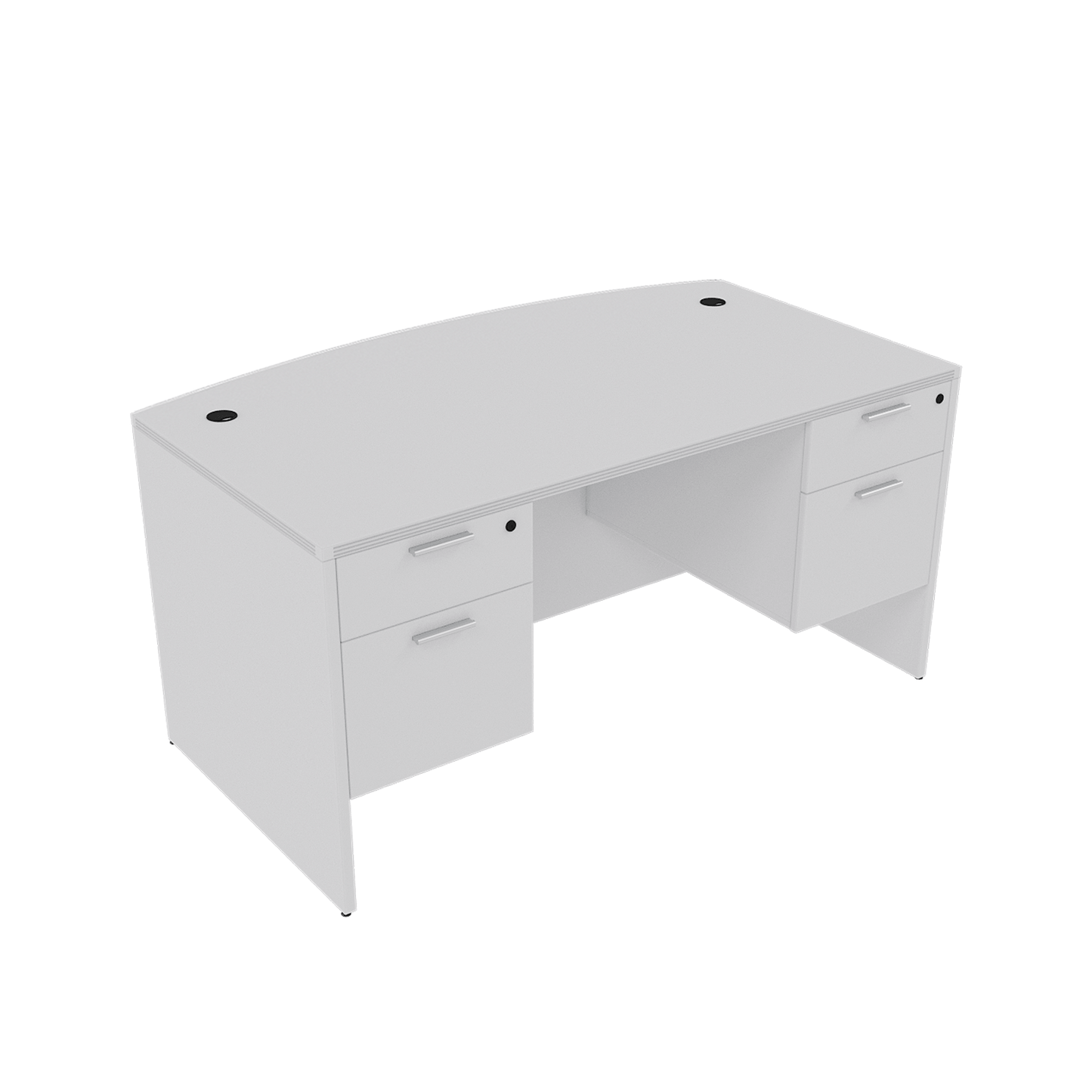 i5 Industries Kai Bow Front Desk with Double Suspended Pedestals, 36″ x 71″