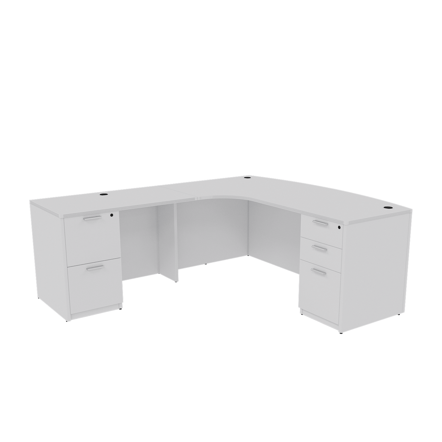 i5 Industries Kai L Shaped Left-Handed Extended Bow Front Desk with Double Full Pedestals, 71″ x 90″