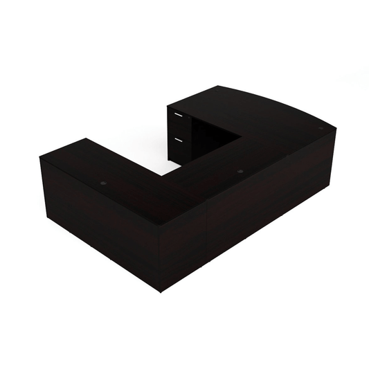 i5 Industries Kai U Shaped Bow Front Desk with Double Full Pedestals, 71″ x 108″