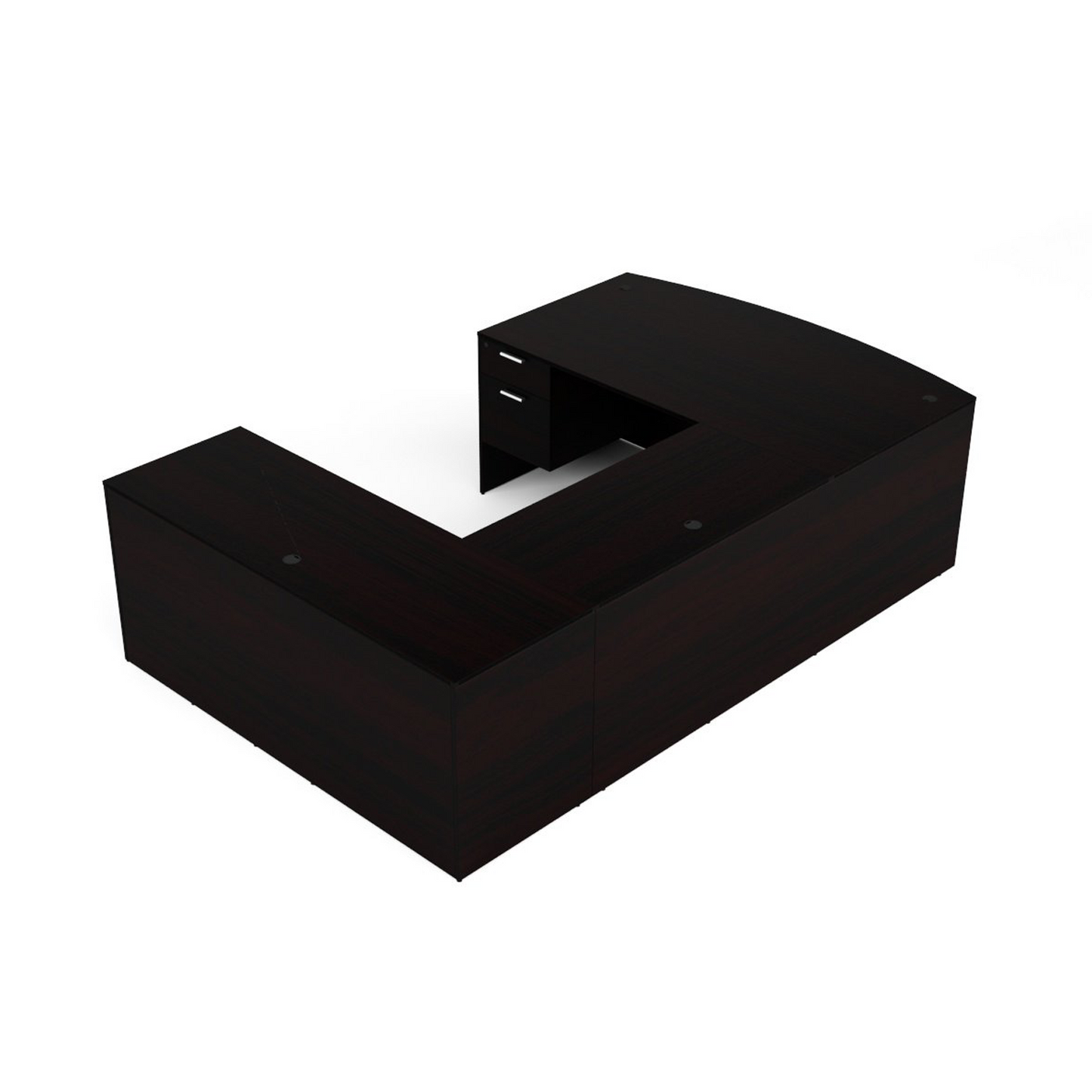 i5 Industries Kai U Shaped Bow Front Desk with Double Suspended Pedestals, 71″ x 108″